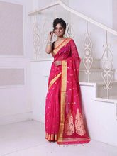 Off White Cotton Handwoven Saree With Ethnic Patterns-MA66CT431930006